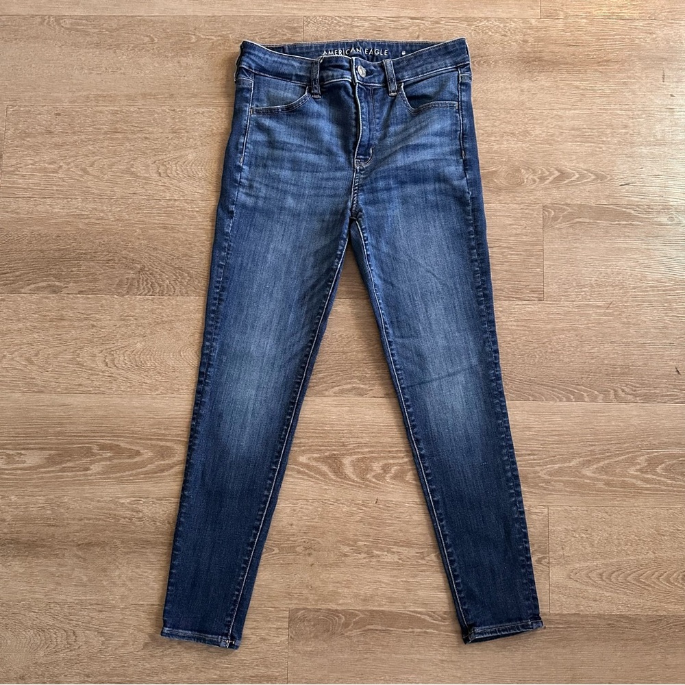 American Eagle Hi Rise Jegging Dark Wash 8 Short
